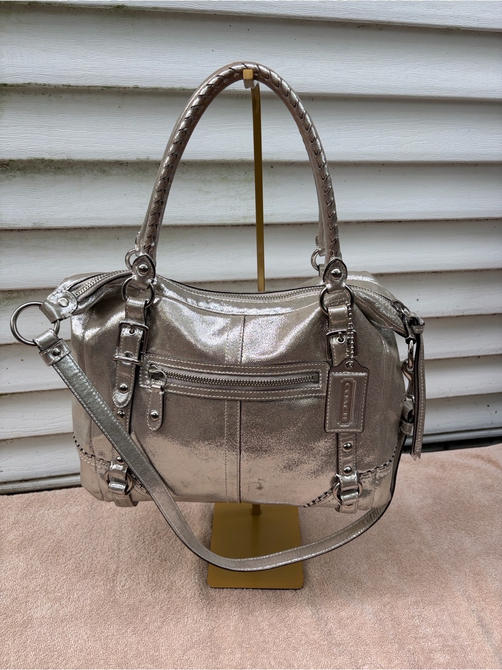 Coach Metallic Silver Alexandra Bag 15280